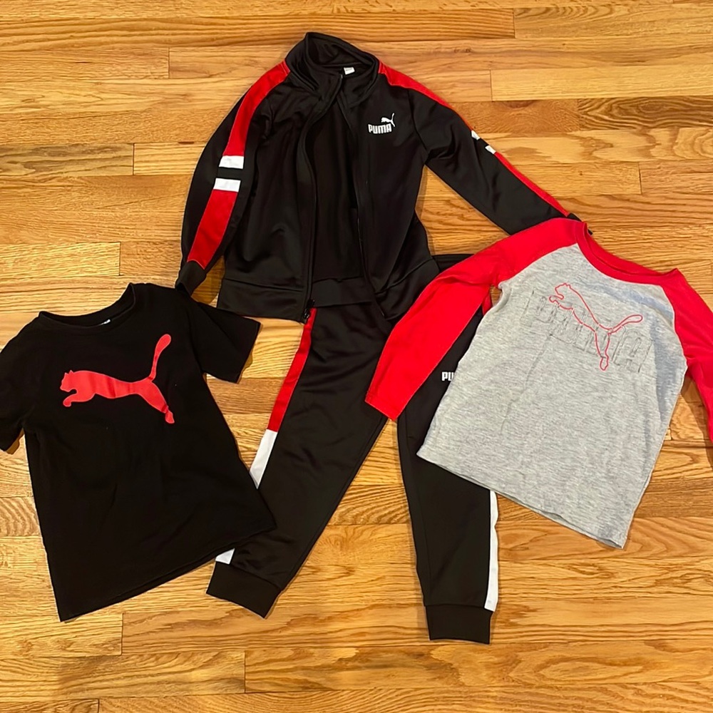Puma sweatsuit bundle with t-shirt and long sleeve shirt